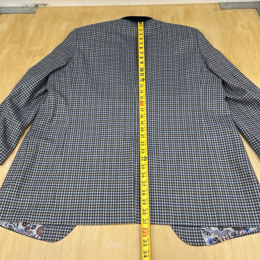 Indochino Custom Blazer Sport Coat Mens 46R Tailored Navy/Blue/yellow Soft‎ Knit - Picture 6 of 14